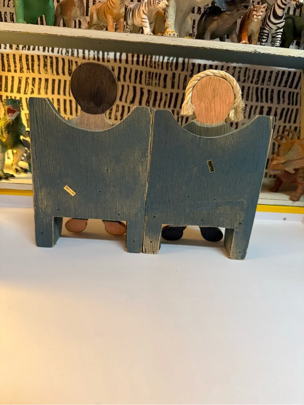 Wooden folk art boy & girl